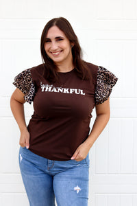 FEELING THANKFUL TOP IN BROWN