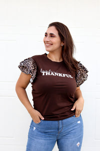 FEELING THANKFUL TOP IN BROWN