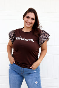 FEELING THANKFUL TOP IN BROWN